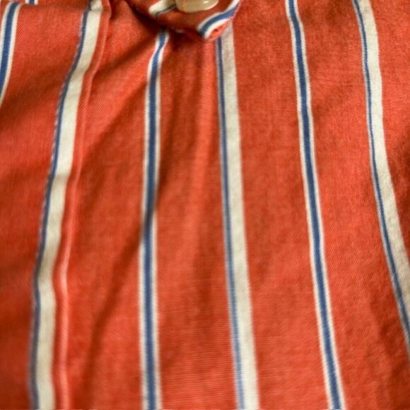 IZOD Men's Button Down Shirt Orange Stripe Blue White Size Medium - Picture 7 of 8